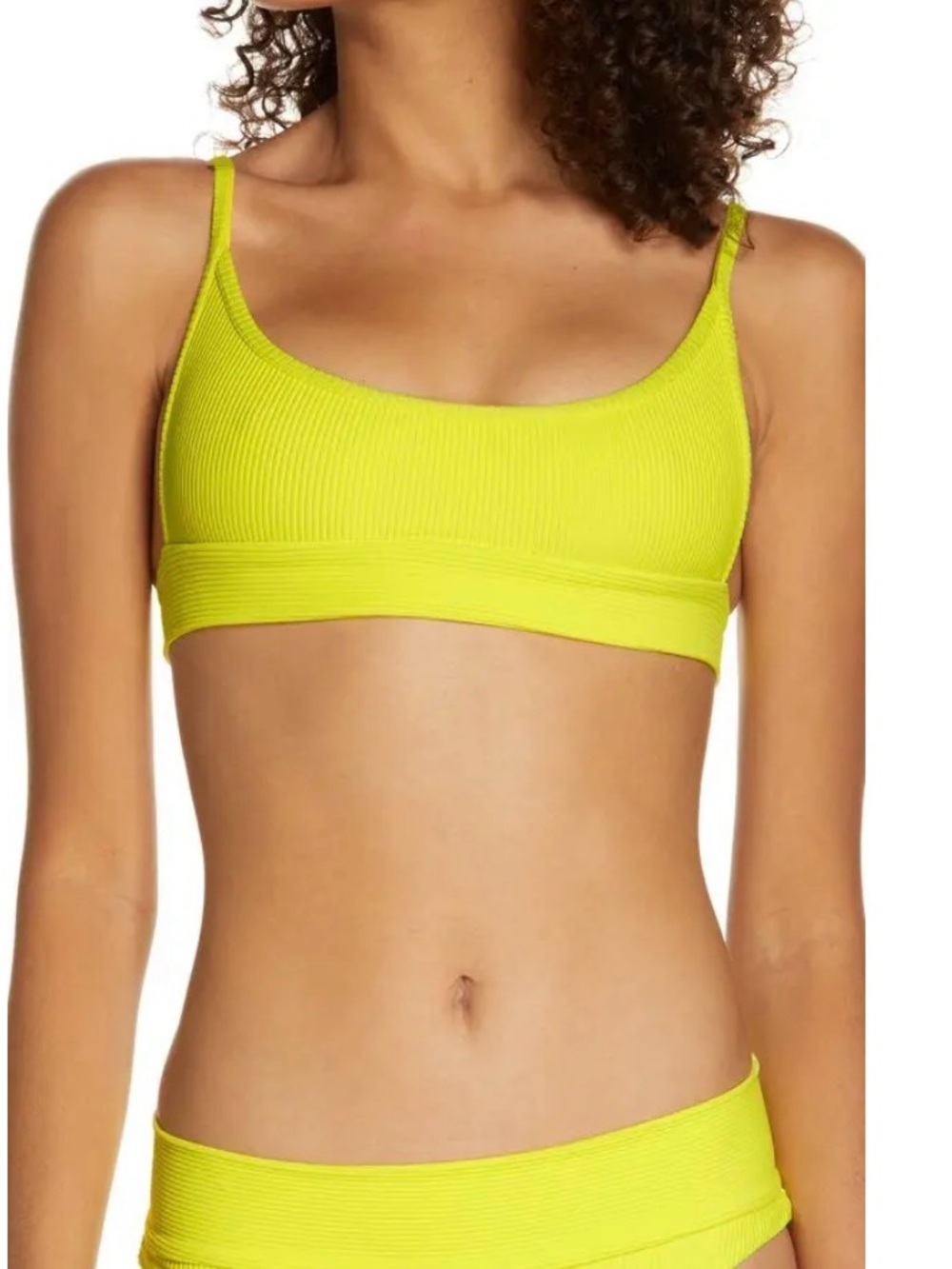 Frankie’s Bikinis Gavin Bikini Top Lemonade Yellow Ribbed Medium